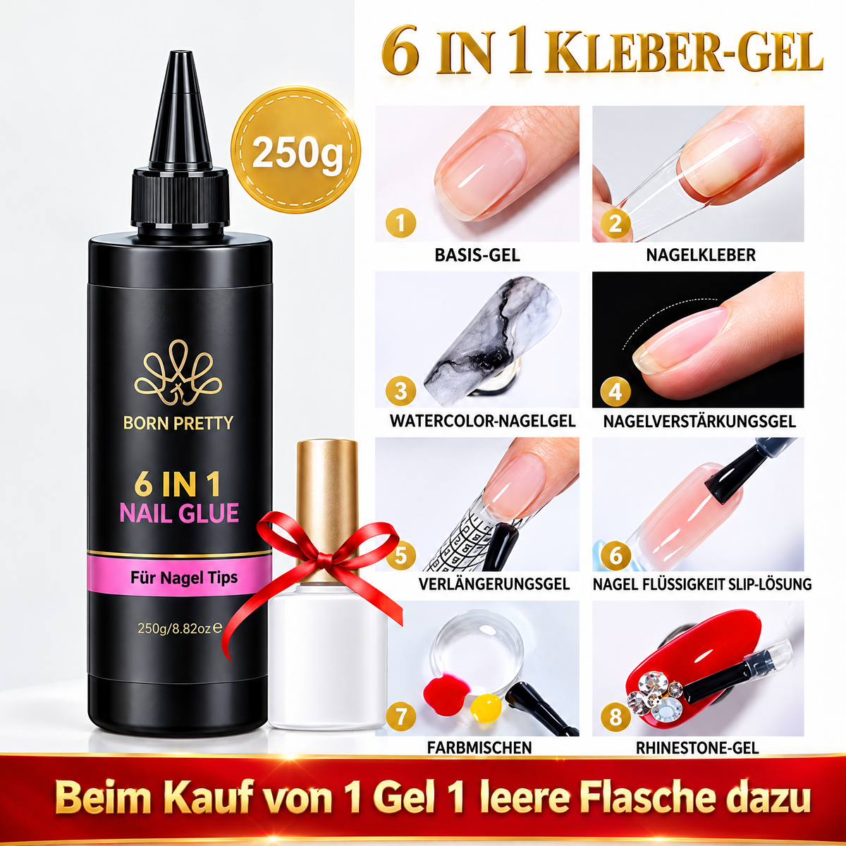 BORN PRETTY Base- und Top-Coat Nachfüllgel – 250 g