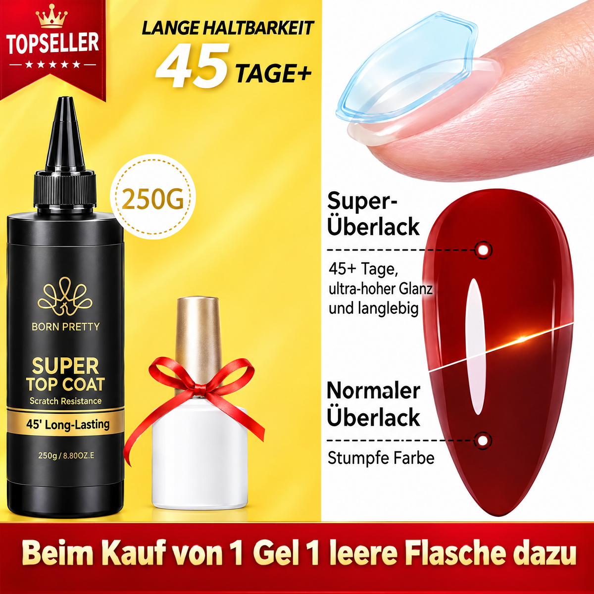 BORN PRETTY Base- und Top-Coat Nachfüllgel – 250 g