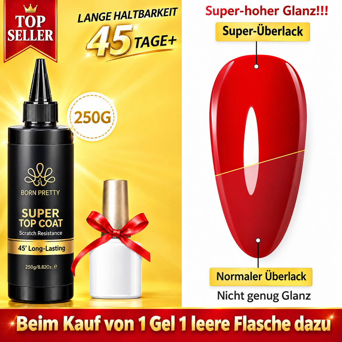 BORN PRETTY Base- und Top-Coat Nachfüllgel – 250 g