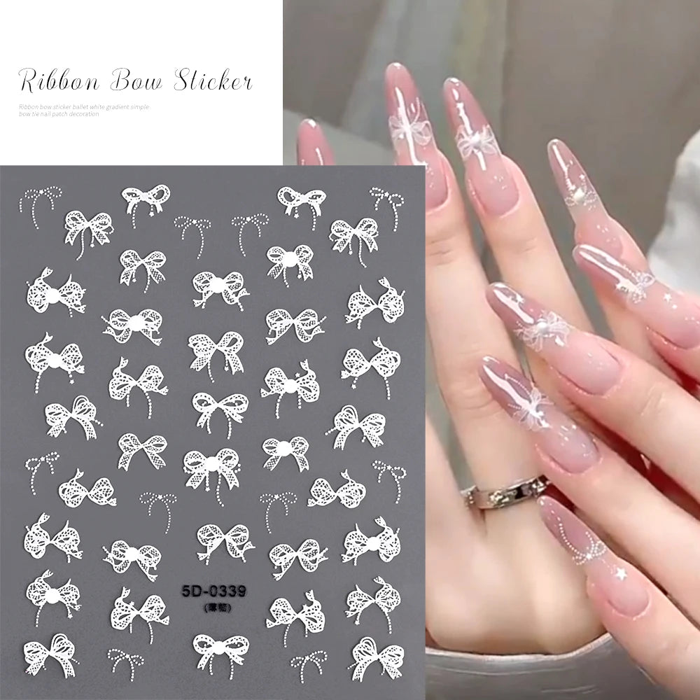 5D Schleifen Nail-Art Sticker