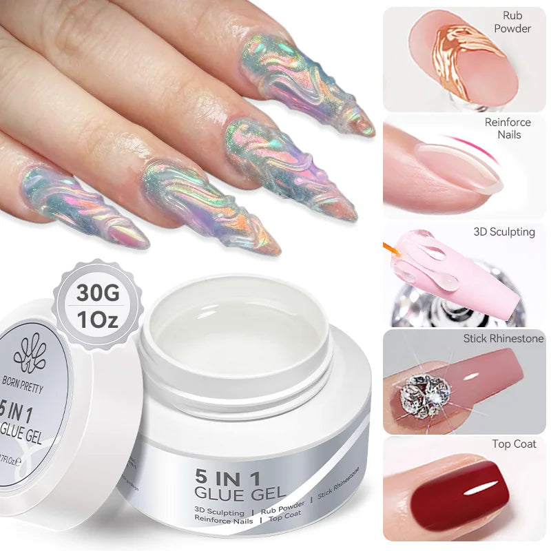 BORN PRETTY 5-in-1 Nagelkleber-Gel – 5/30 g