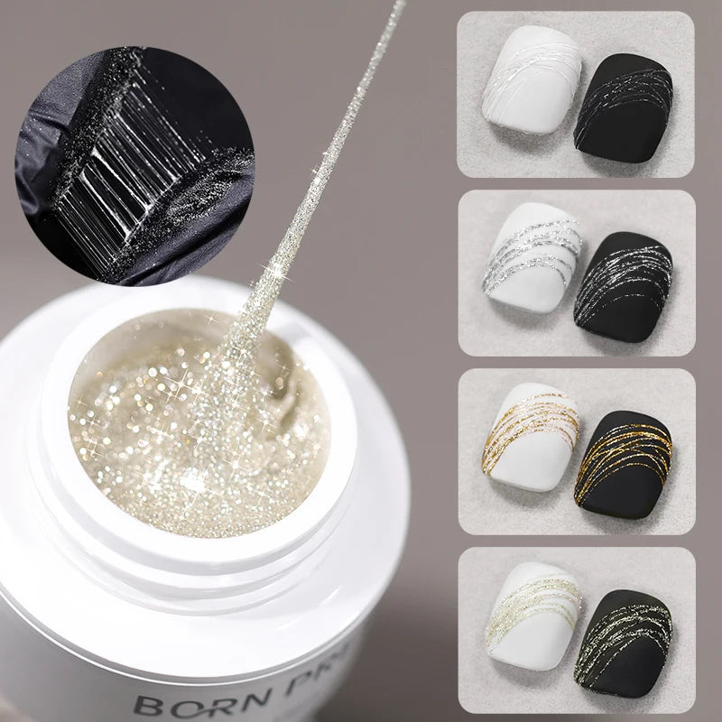 BORN PRETTY Spider Gel Schwarz, Weiß & Silber – 5 ml