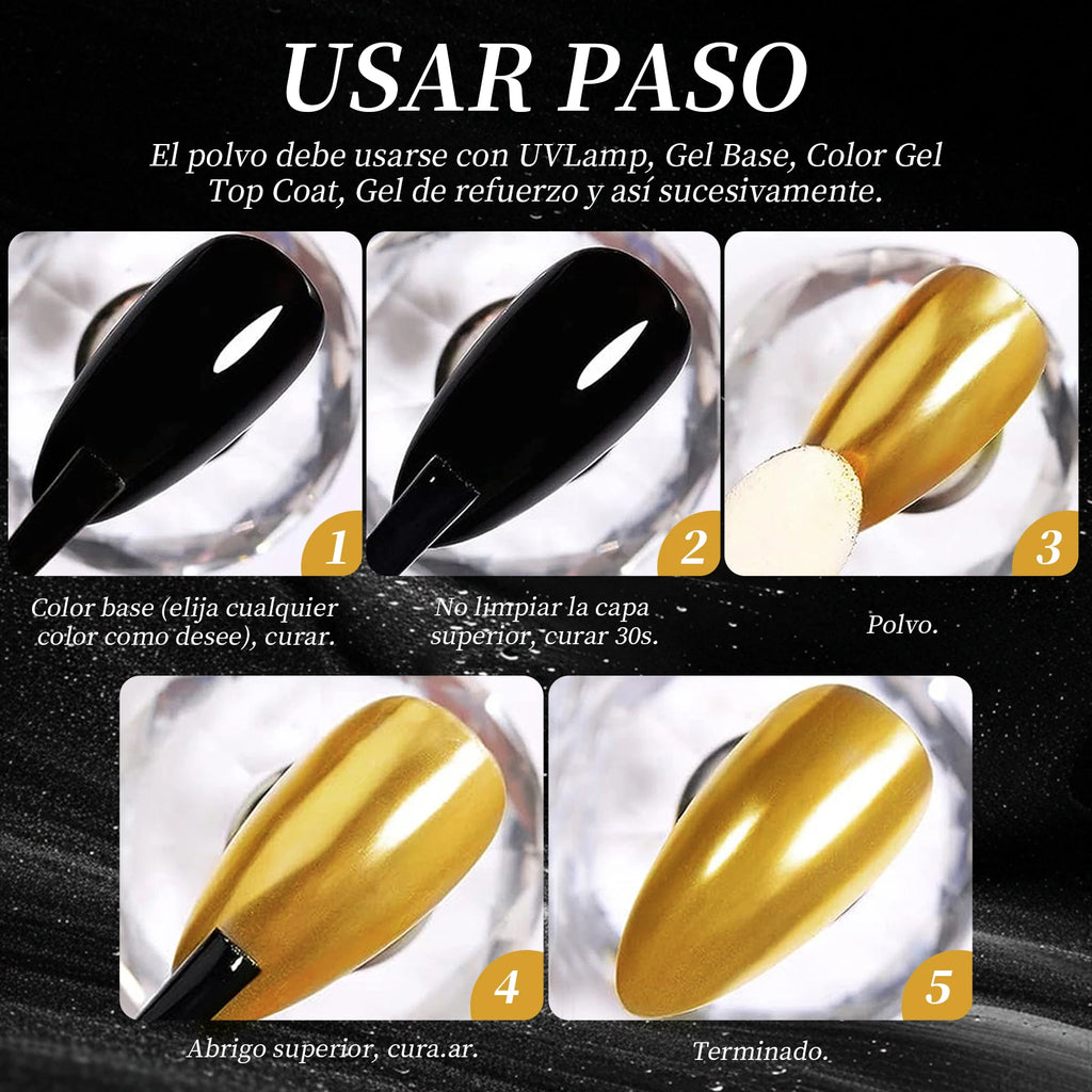 Chrome Spiegelpuder-Set Silber & Gold