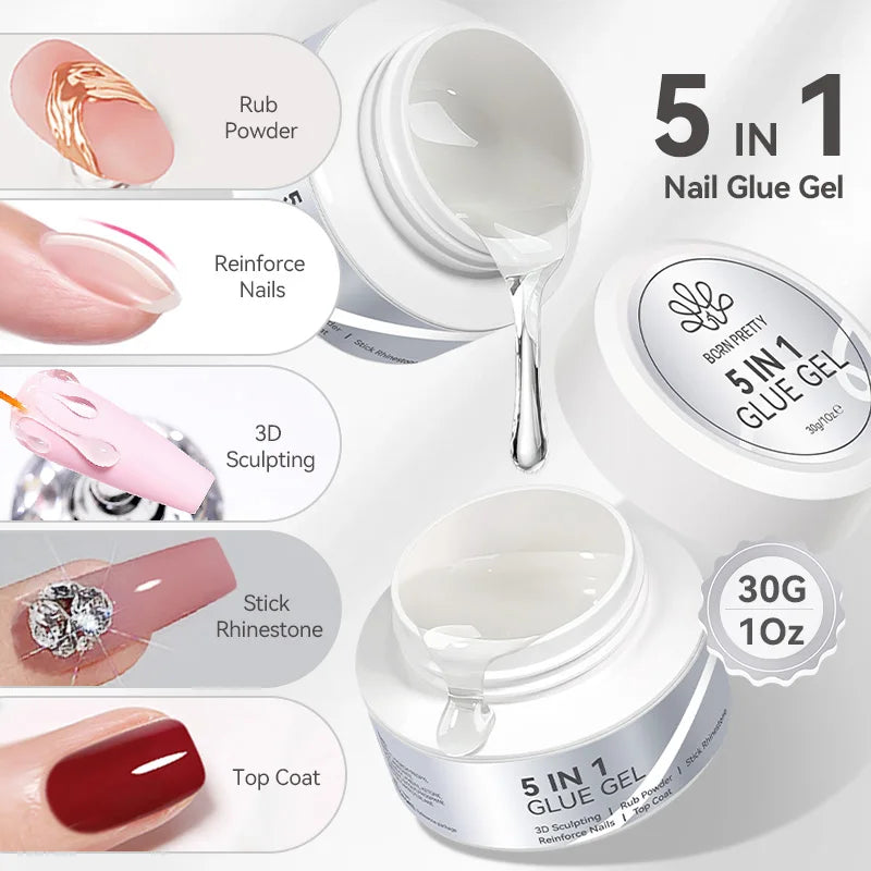 BORN PRETTY 5-in-1 Nagelkleber-Gel – 5/30 g