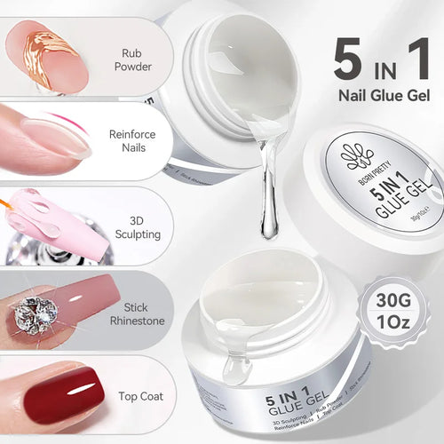 BORN PRETTY 5-in-1 Nagelkleber-Gel – 5/30 g