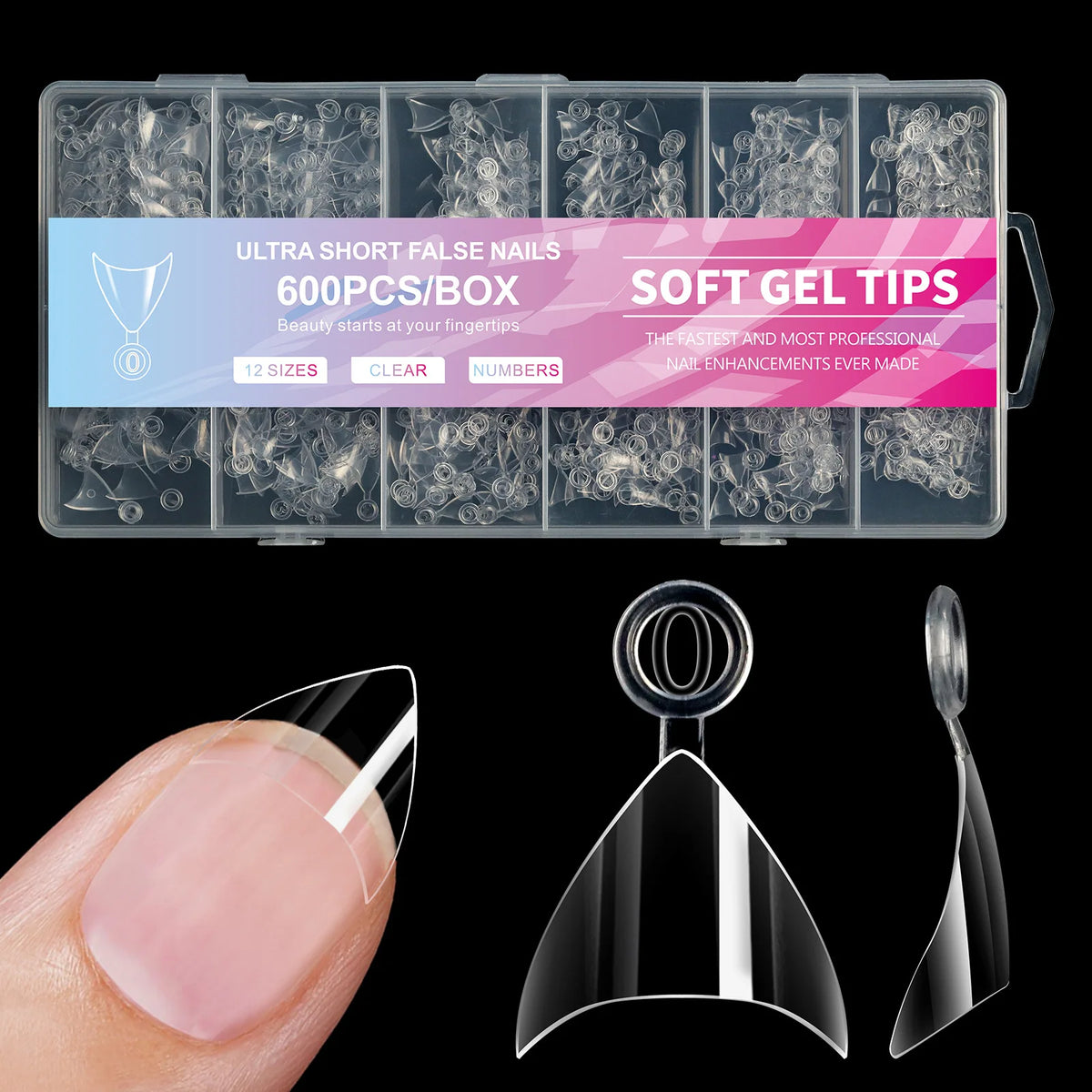 Ultra-kurze French Press-on Tips – 600 Stück