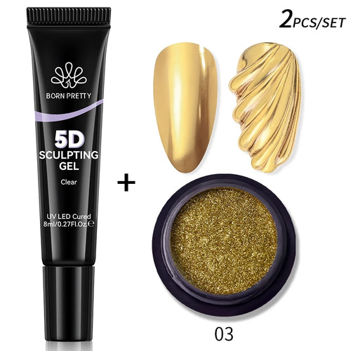 BORN PRETTY 5D Modelliergel mit Spiegelpuder – 8 ml