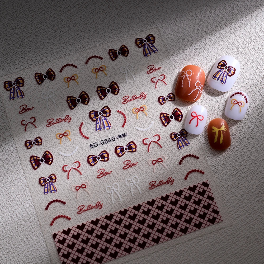 5D Schleifen Nail-Art Sticker
