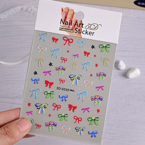5D Schleifen Nail-Art Sticker