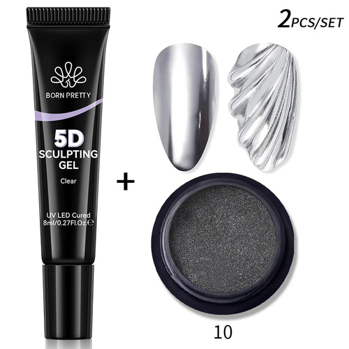 BORN PRETTY 5D Modelliergel mit Spiegelpuder – 8 ml
