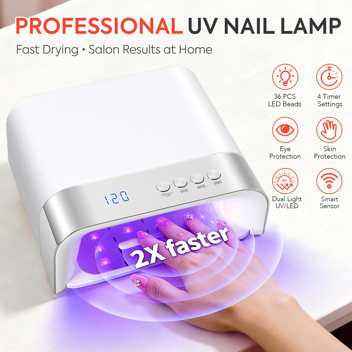 UV/LED-Nagellampe Z38 mit 36 LEDs und Sensor