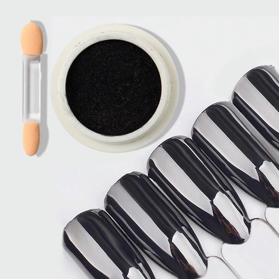 Schwarzes Chrome Nail-Art Puder