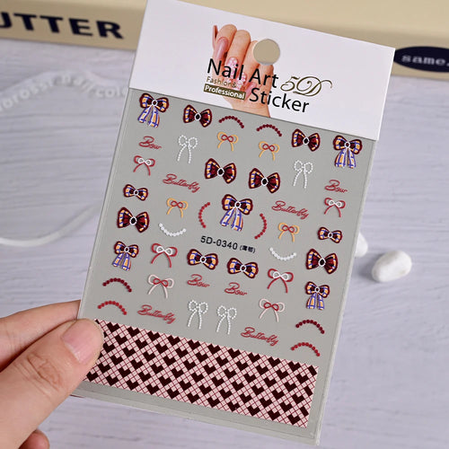 5D Schleifen Nail-Art Sticker