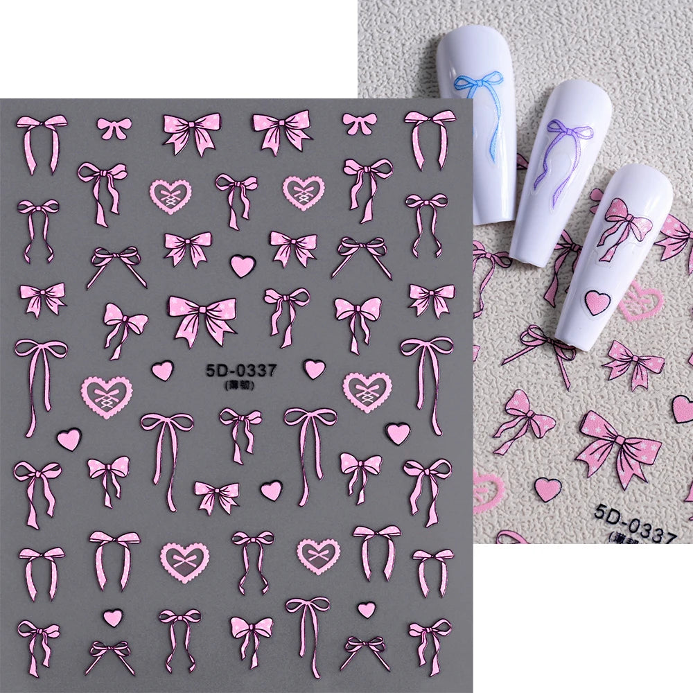 5D Schleifen Nail-Art Sticker