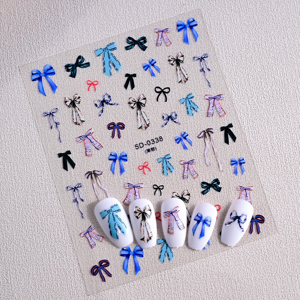 5D Schleifen Nail-Art Sticker