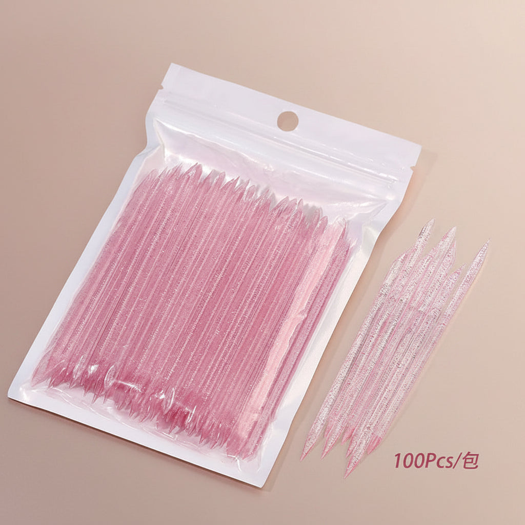 100Pcs Reusable Crystal Glitter Stick Double End Nail Art Cuticle