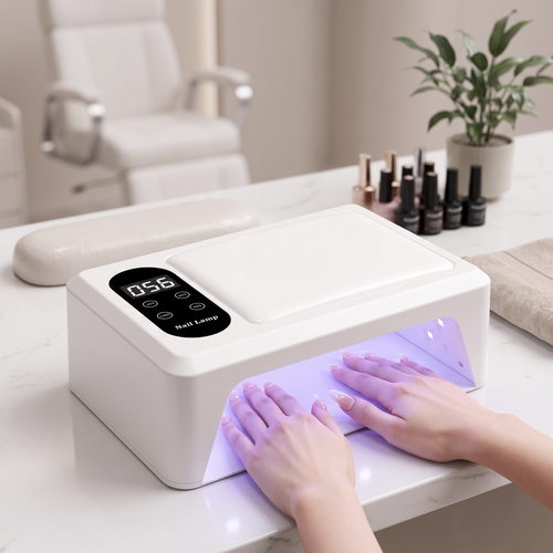 GlowCleanNails 96 LED UV Nagellampe in Weiß mit Timer-Display und Handauflage für professionelle Gel-Maniküre