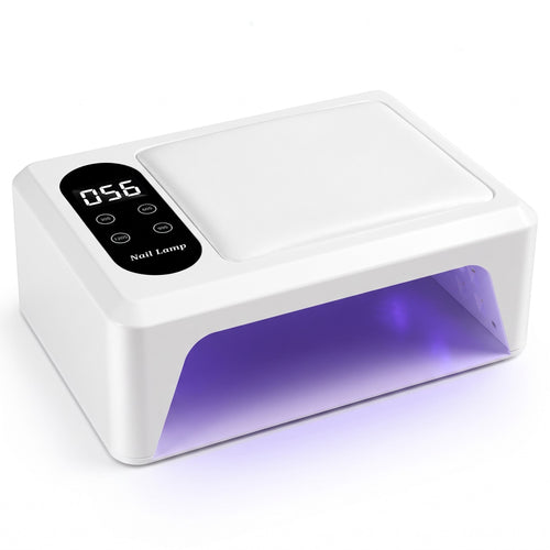 GlowCleanNails 96 LED UV Nagellampe in Weiß mit Timer-Display, Handauflage und Sensor für professionelle Gel-Maniküre