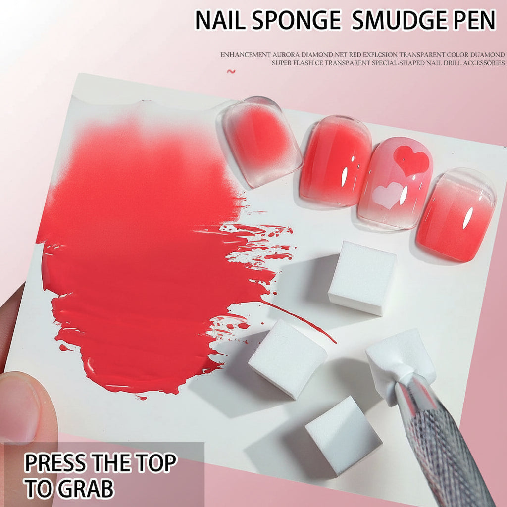 GlowCleanNails Schwamm-Applikator für Ombré-Nageldesigns mit weichen Schaumstoff-Aufsätzen für Farbverläufe