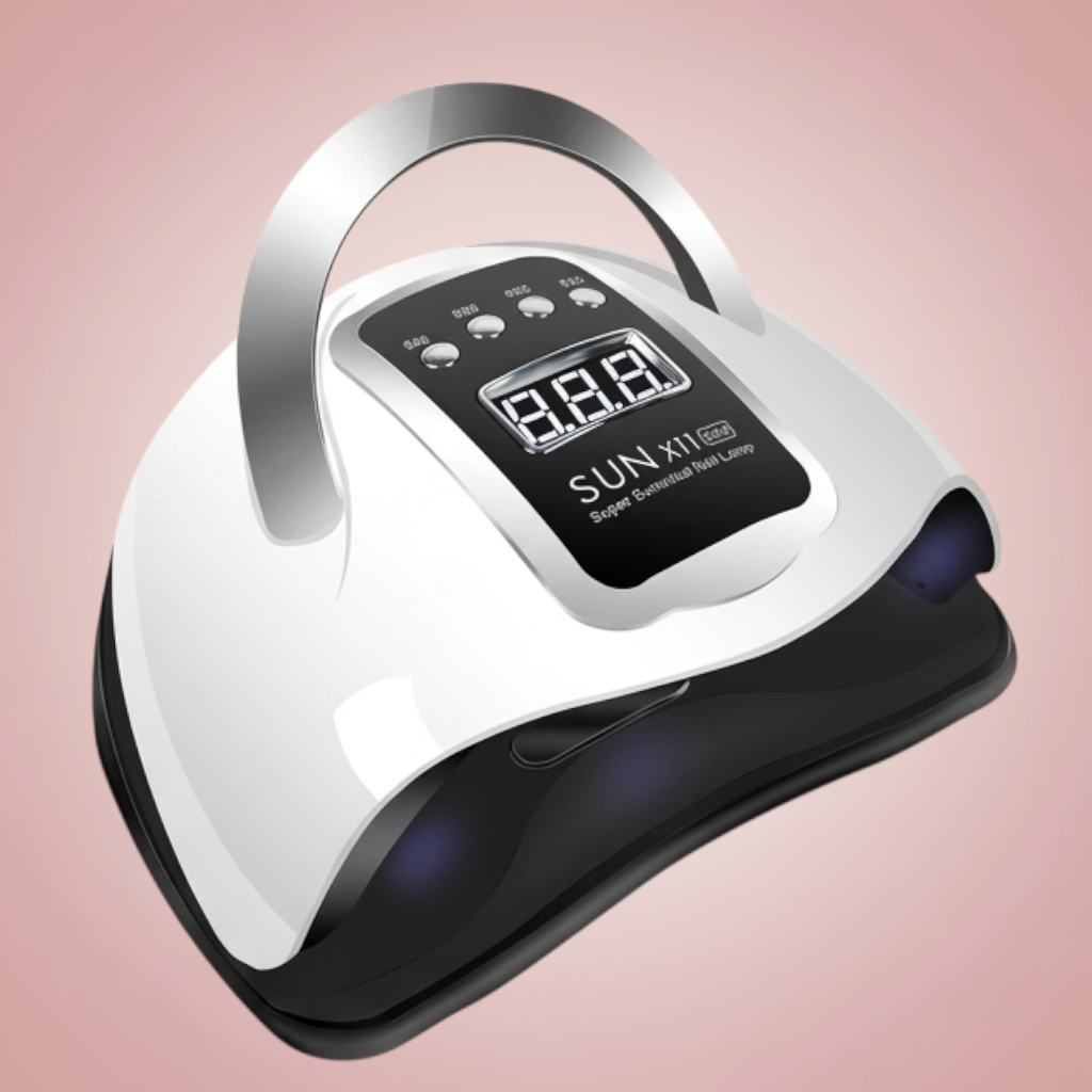 GlowCleanNails Sun X11 Max LED UV Nageltrockner mit LCD-Display und Tragegriff in Weiß