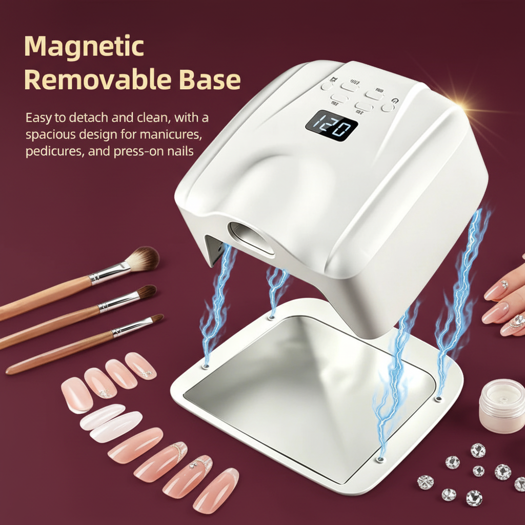 GlowCleanNails 2-in-1 UV/LED-Nagellampe in Weiß mit abnehmbarer magnetischer Bodenplatte für Maniküre und Pediküre