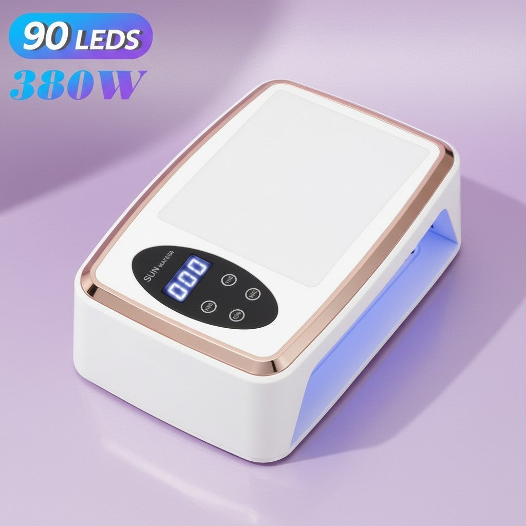 GlowCleanNails UV/LED-Nagellampe in Weiß mit Roségold-Akzenten, LCD-Display und Timer-Funktion für Gel-Nägel