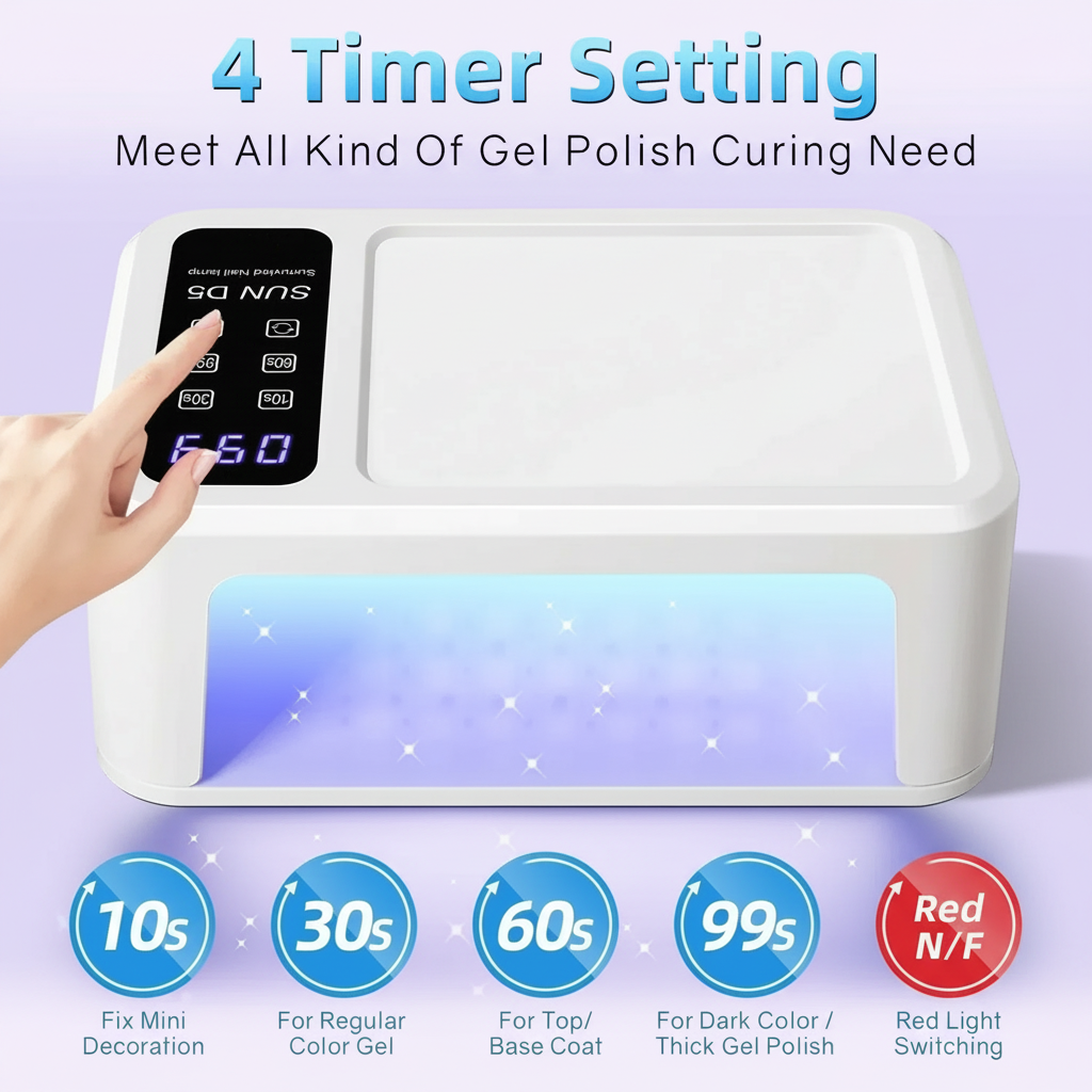 GlowCleanNails UV/LED-Nagellampe in Weiß mit LCD-Display, 4 Timer-Einstellungen und Sensor für Gel-Nagellack