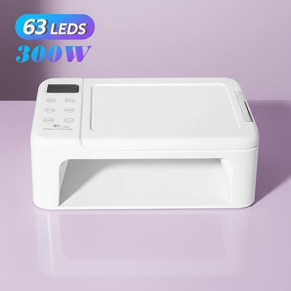 GlowCleanNails UV/LED-Nagellampe in Weiß mit 63 LEDs, 300W Leistung, LCD-Display und Sensor für Gel-Nägel