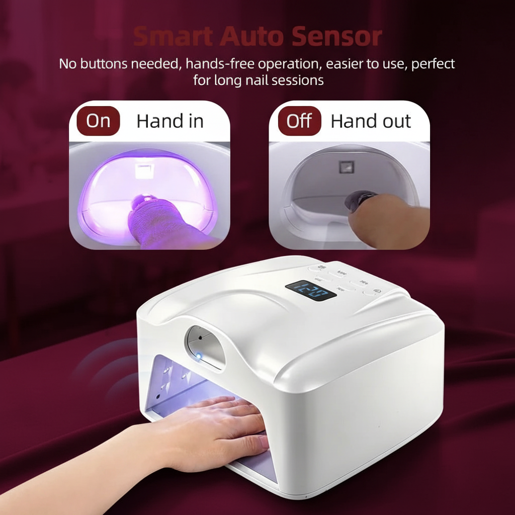 GlowCleanNails 2-in-1 UV/LED-Nagellampe in Weiß mit 78 LEDs, automatischem Sensor und digitalem Display