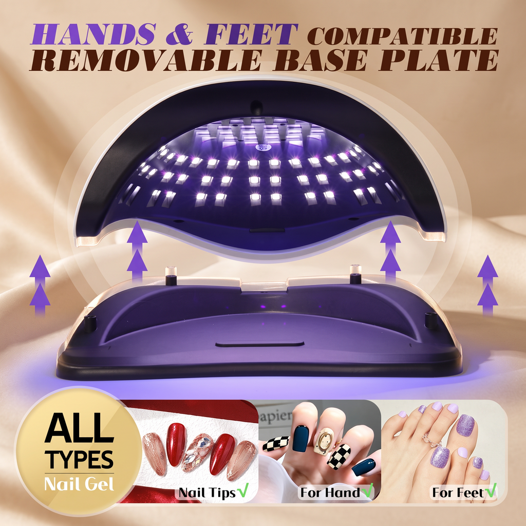 GlowCleanNails UV/LED Nageltrockner mit 81 LEDs, abnehmbarer Bodenplatte und vier Timer-Einstellungen für Gel-Nägel