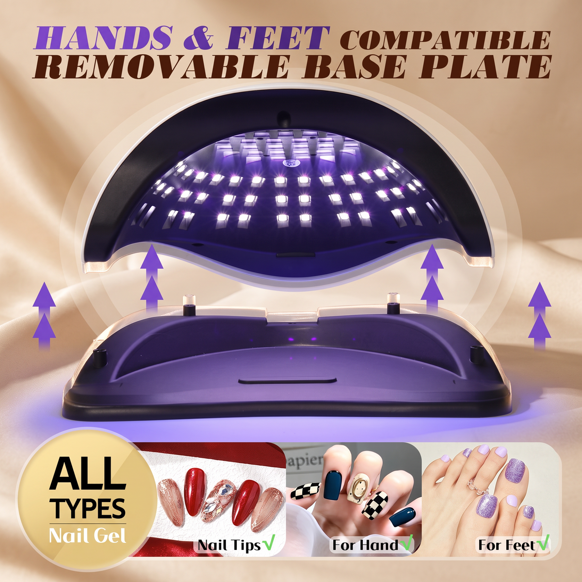 GlowCleanNails UV/LED Nageltrockner mit 81 LEDs, abnehmbarer Bodenplatte und vier Timer-Einstellungen für Gel-Nägel