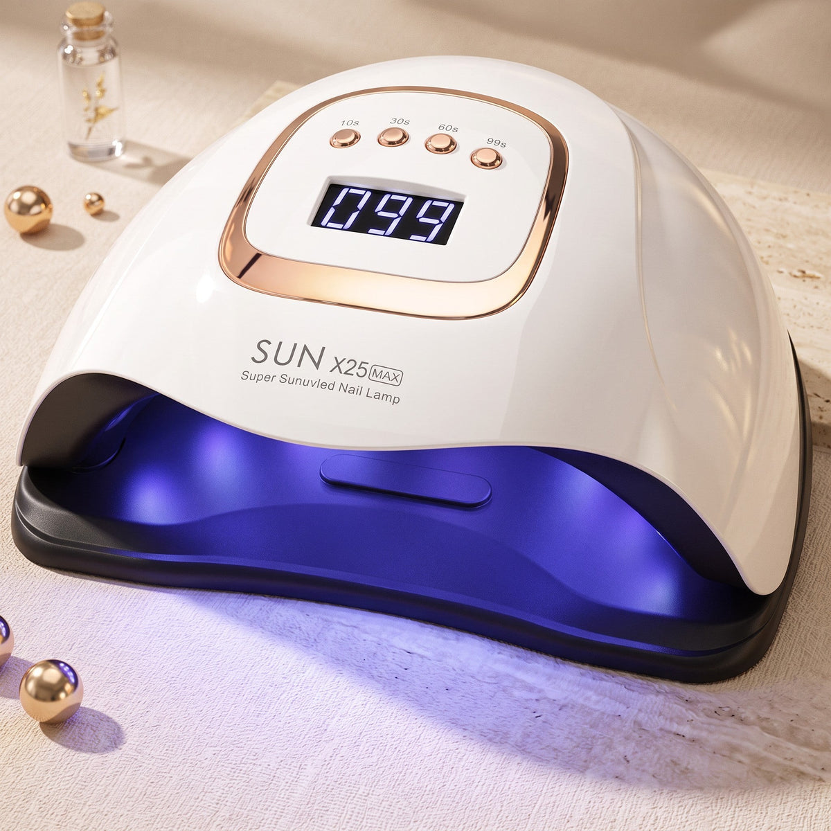 GlowCleanNails UV LED Nageltrockner in Weiß mit 81 LEDs, digitalem Display, vier Timer-Einstellungen und Auto-Sensor