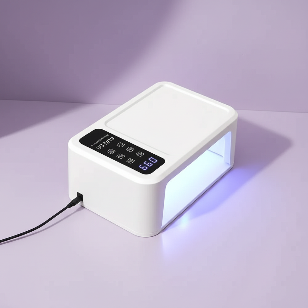 GlowCleanNails UV/LED-Nagellampe in Weiß mit LCD-Display, Timer-Tasten und Sensor für professionelle Nagelmodellage